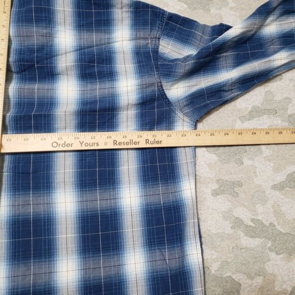 Wrangler Shirt Mens XL Blue Pockets Pearl Snap Long Sleeve Rodeo Cowboy Western - Picture 6 of 16